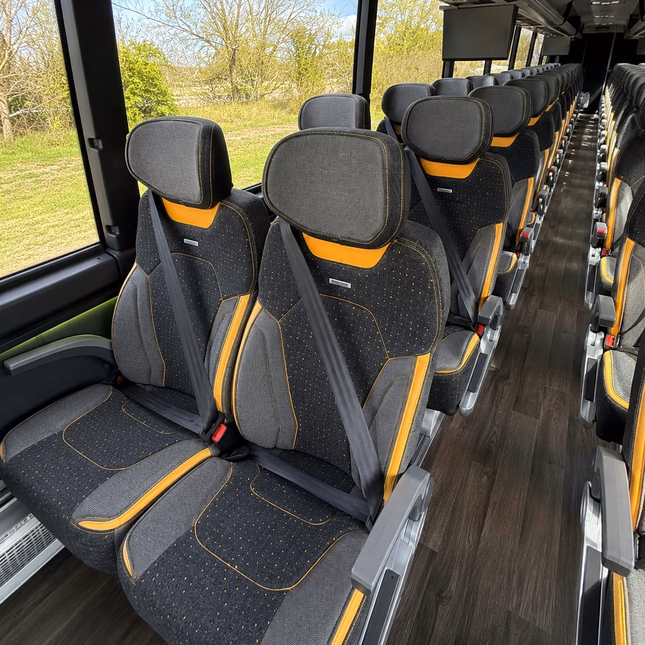 56 passenger charter bus inside